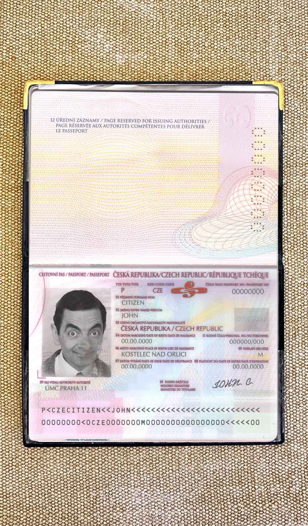 Czechia passport photo look PSD template